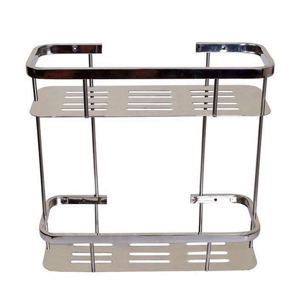 Kệ ngang nhà tắm nhà bếp hàng loại 1 dày chất liêu 100% SUS Inox 304 hai tầng cao cao cấp sáng bóng bền đẹp