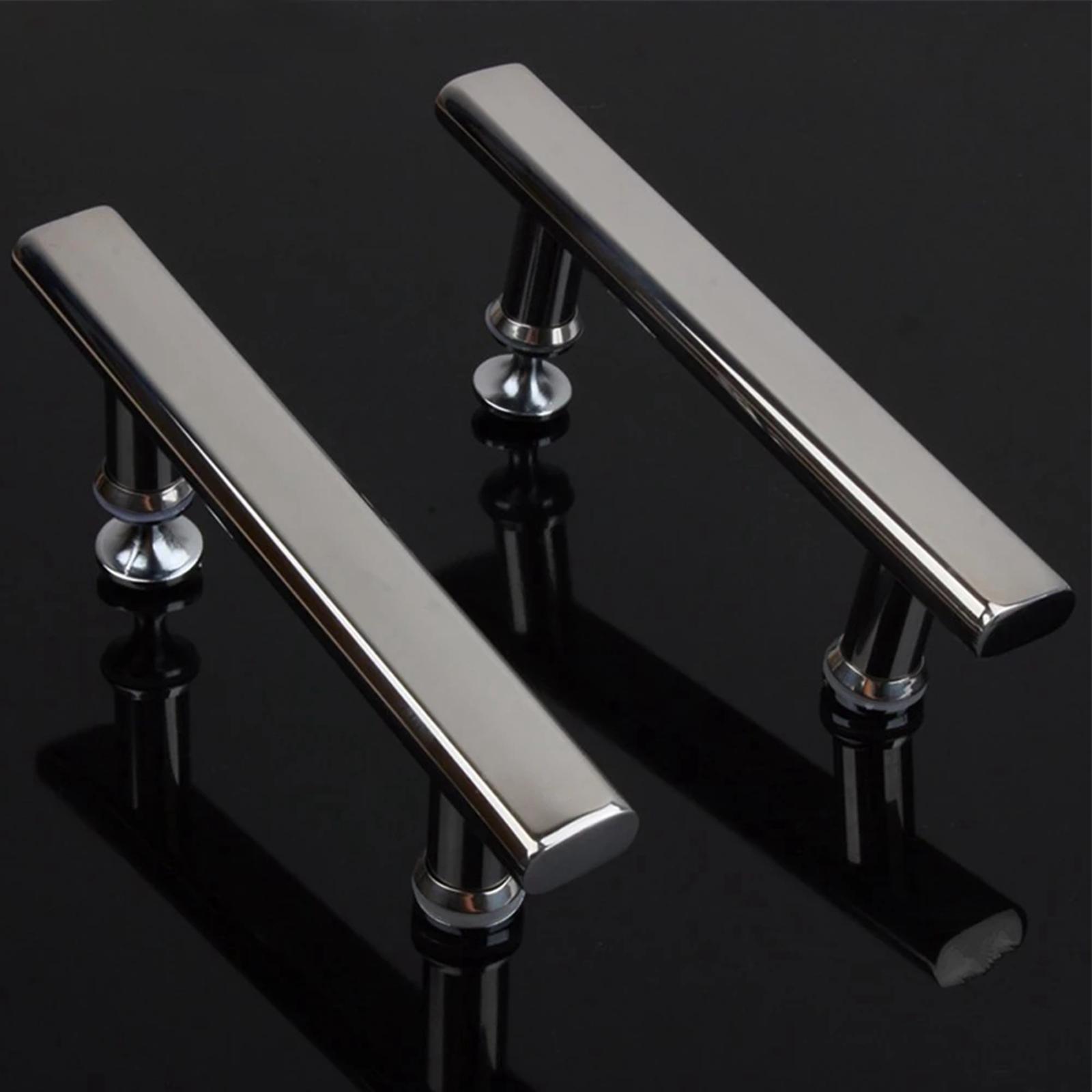 Stainless Steel Push Pull Door Handle Glass Door Hardware Drawer Fixing