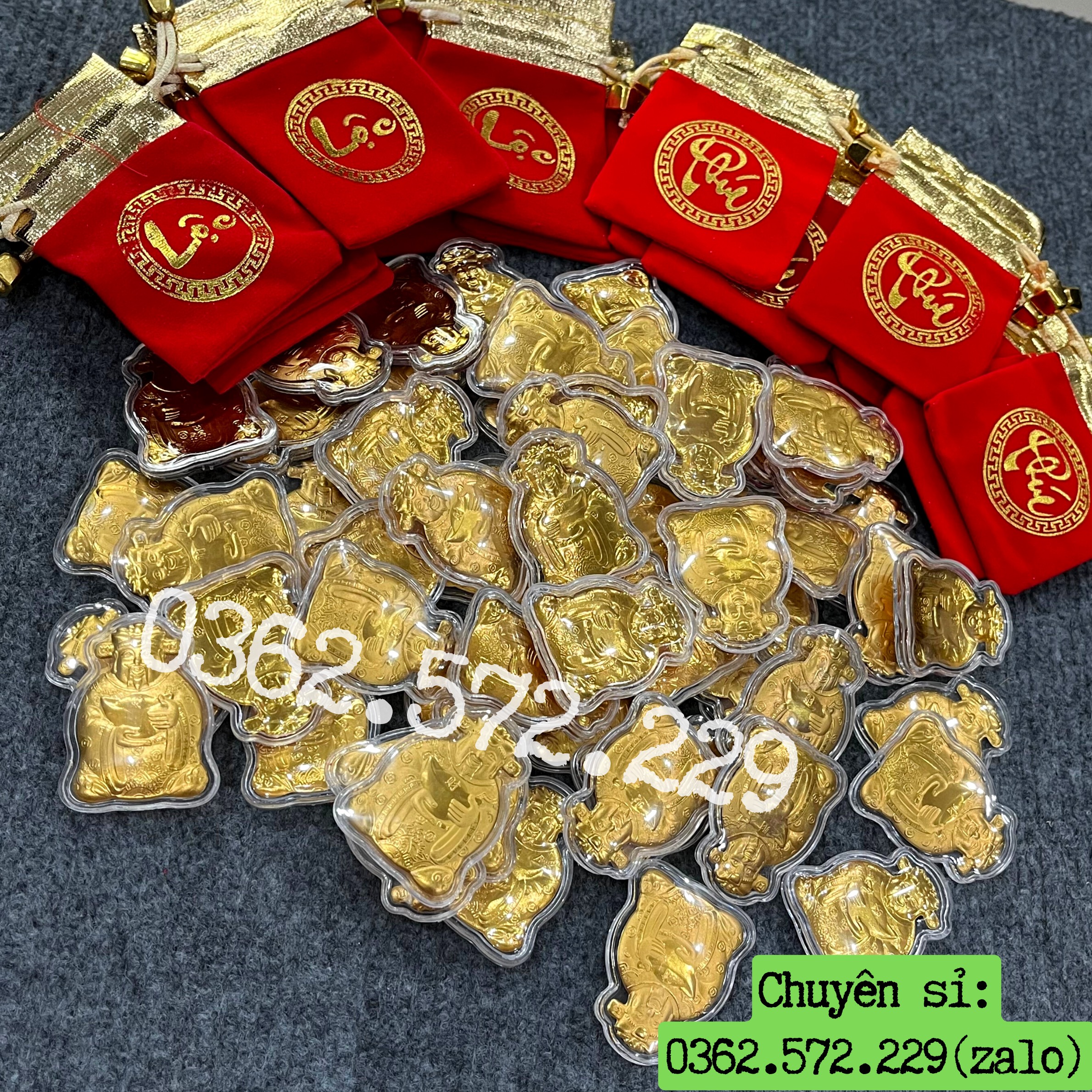Sỉ Combo 10 Ông Thần Tài Mạ Vàng Kèm Túi Gấm Phúc Phong Thủy May Mắn-làm quà tặng,quà biếu độc lạ ý nghĩa