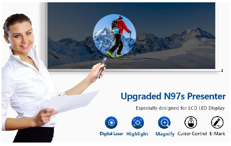 Bút trình chiếu NORWii N97S kĩ thuật số LASER màu Xanh/Đỏ chuyên dùng cho màn hình LED/TV và màn chiếu.  Hàng Chính Hãng