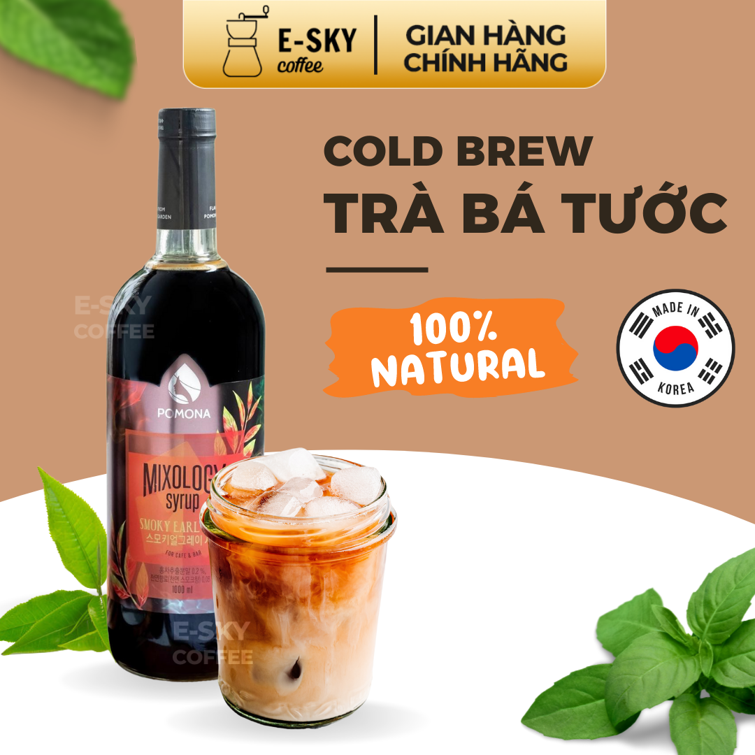 Siro Trà Bá Tước Khói Pomona Smoky Earl Grey Syrup Nguyên Liệu Pha Chế Hàn Quốc Chai Thủy Tinh 1 lít