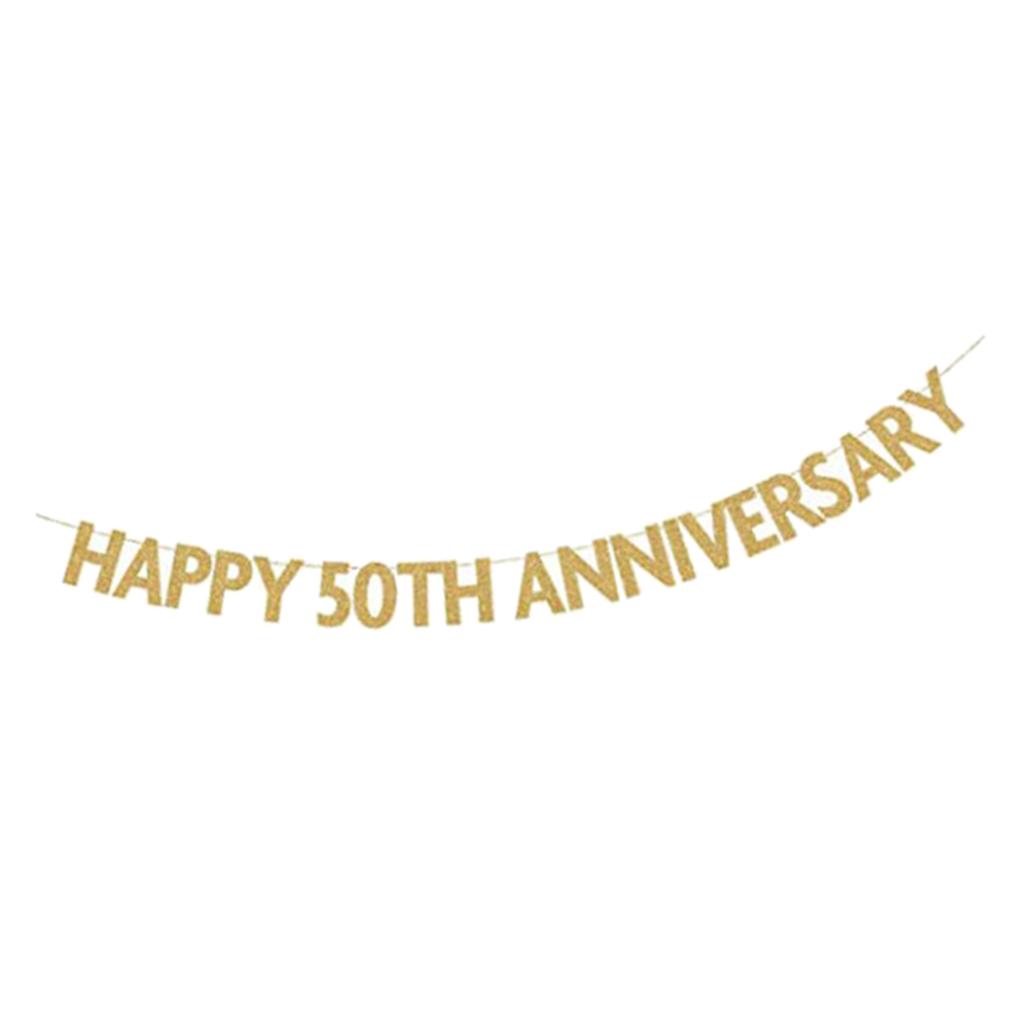 Happy 50th Anniversary Bunting Banner Garland Wedding Birthday Hanging Sign