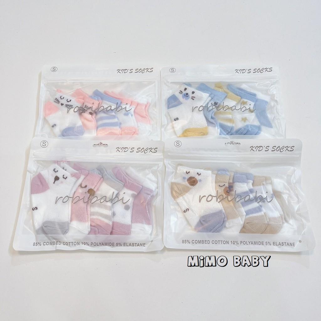 Set 5 đôi tất lưới Kidsock hình gấu Mimo Baby cho bé