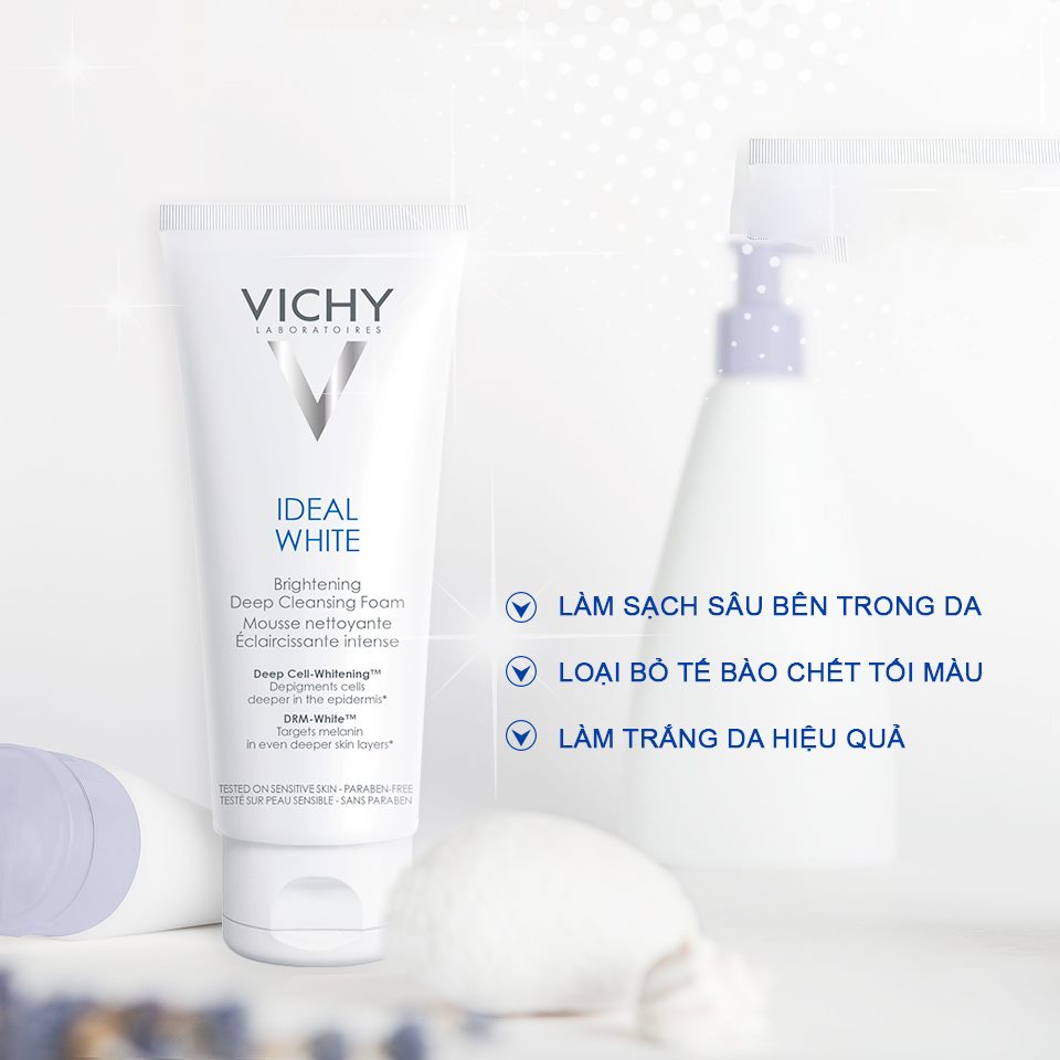 Sữa Rửa Mặt Tạo Bọt Dưỡng Trắng Da Vichy Ideal White Brightening Deep Cleansing Foam 100ml