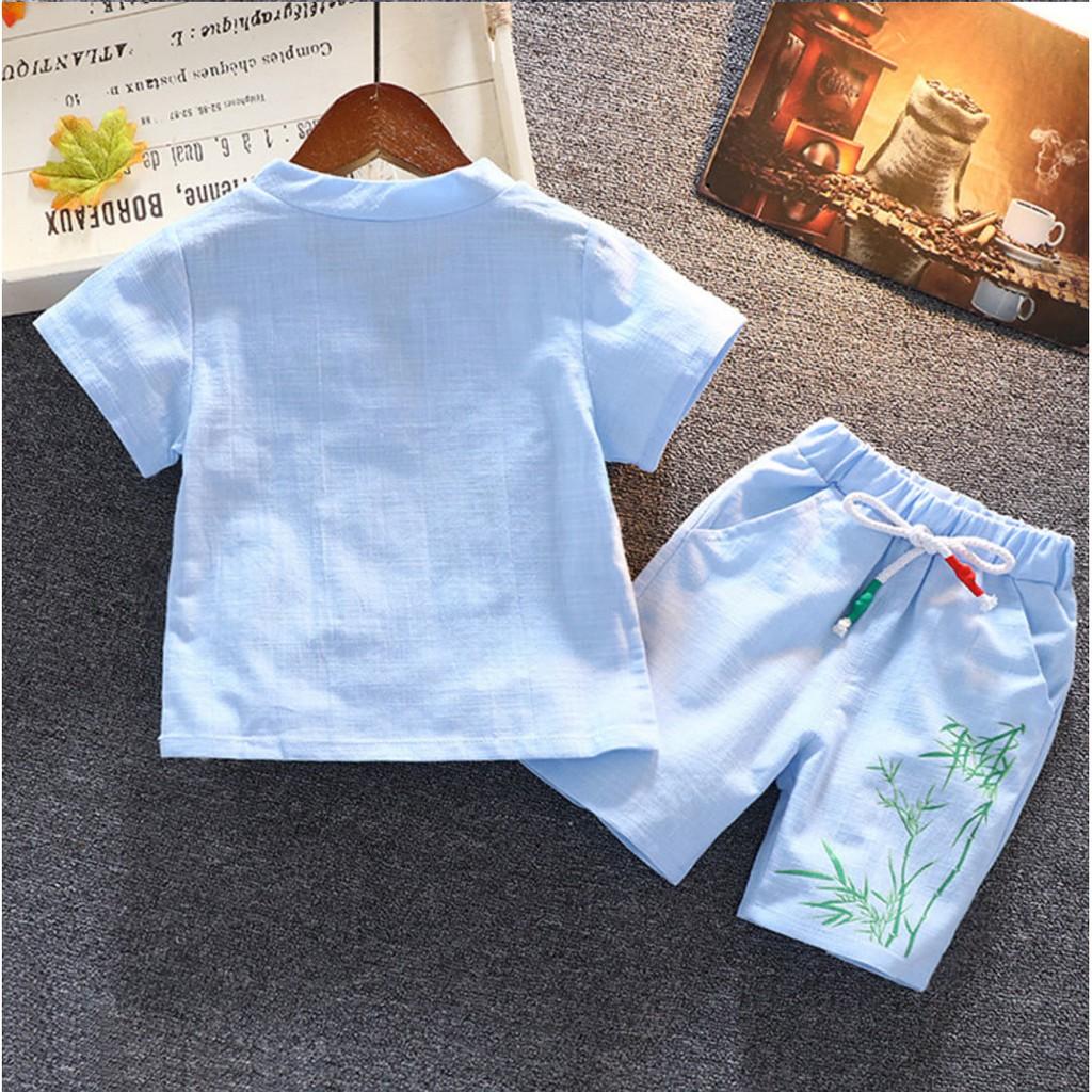 Hàng Cao Cấp Bộ Cộc Tay Cho Bé In Hình Cây Tre Chất Đũi Cực Xinh - SUMO KIDS