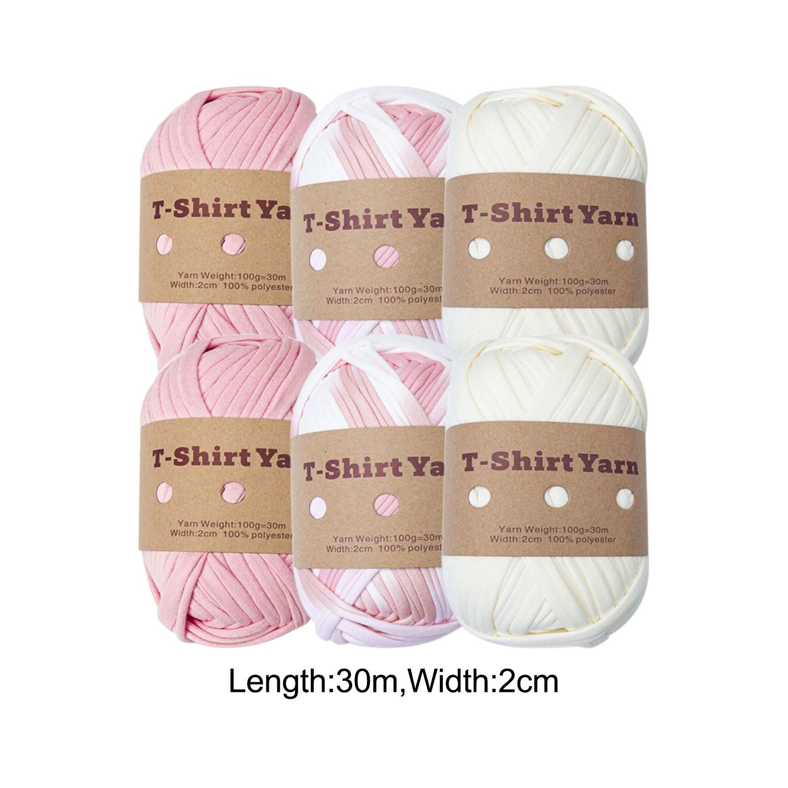 6x Knitting Yarn Fabric Cloth Spaghetti Yarn Polyester Hand Knit Crocheting 32. T-shirt Yarn Carpet Yarn for Handbag Macrame DIY Hats