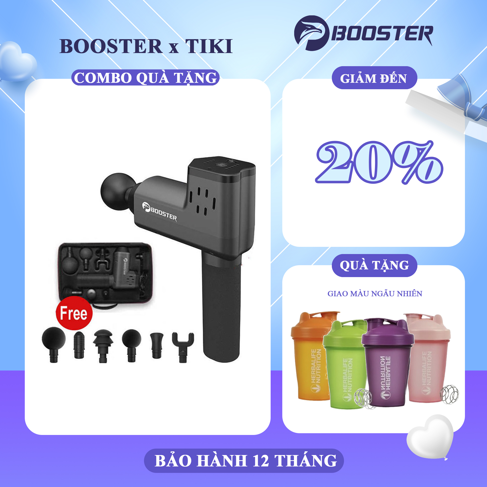 Máy Massage Booster T - 6 Đầu cắm - 4 mức độ - Công suất 126W