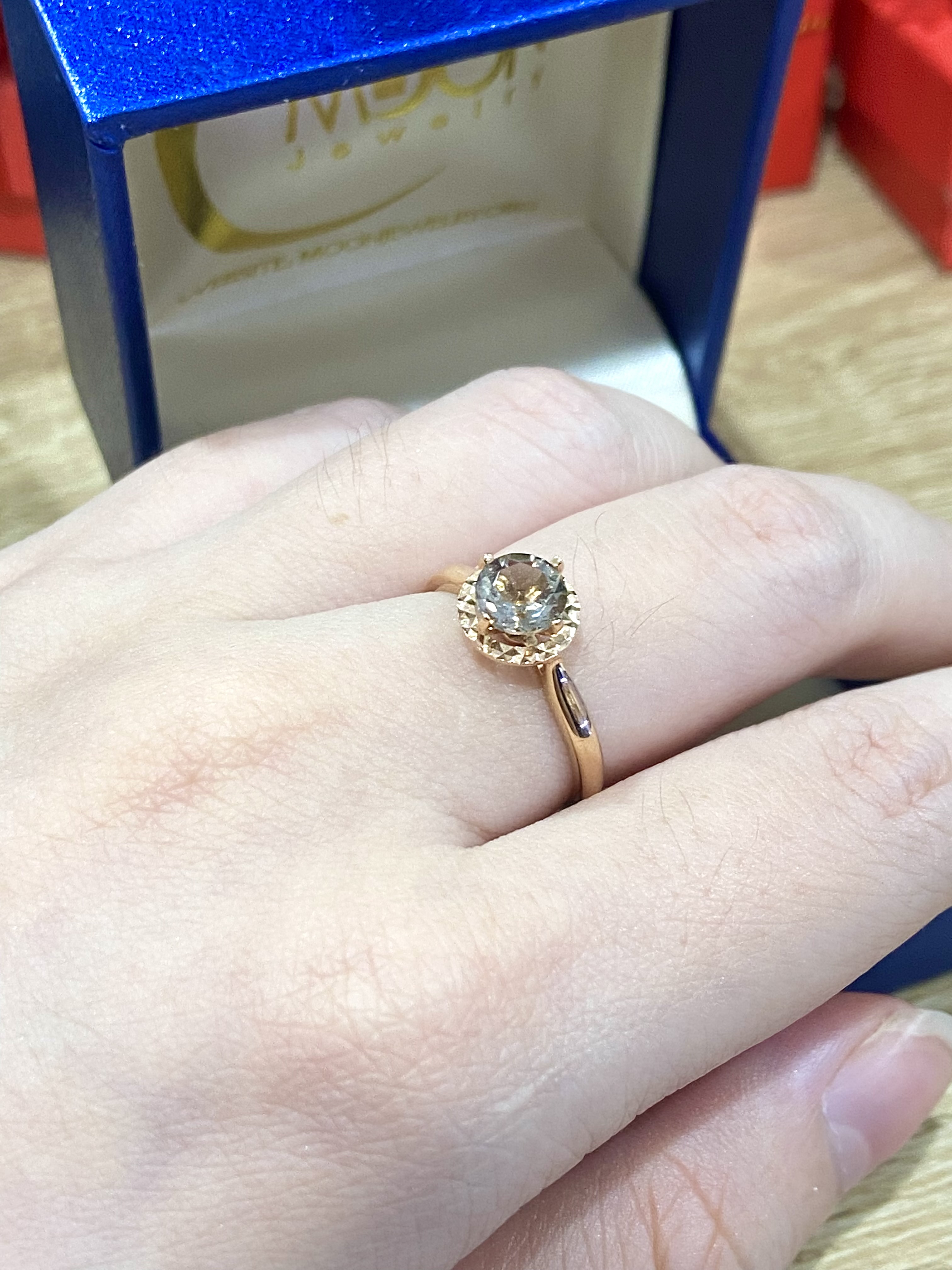 Nhẫn Vàng 14K Đính Đá Smoky Quartz