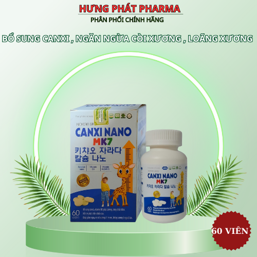 Viên uống Canxi Nano MK7 bổ sung canxi giúp ngăn ngừa còi xương ở trẻ và chống loãng xương ở người già – Hộp 60 viên