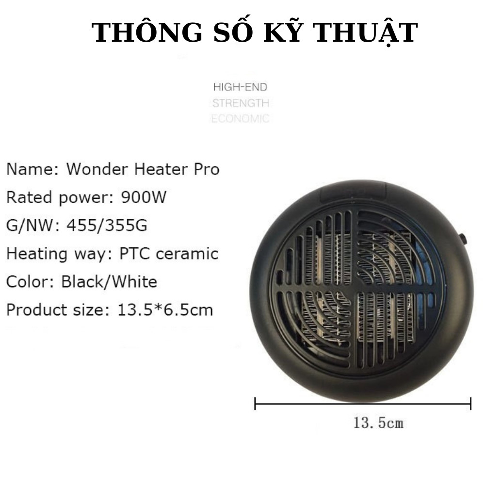 Quạt sưởi ấm dùng cho phòng ngủ, nhà tắm mini TQM.01 công suất 900W - Quạt sưởi mini cắm điện di động có điều khiển từ xa