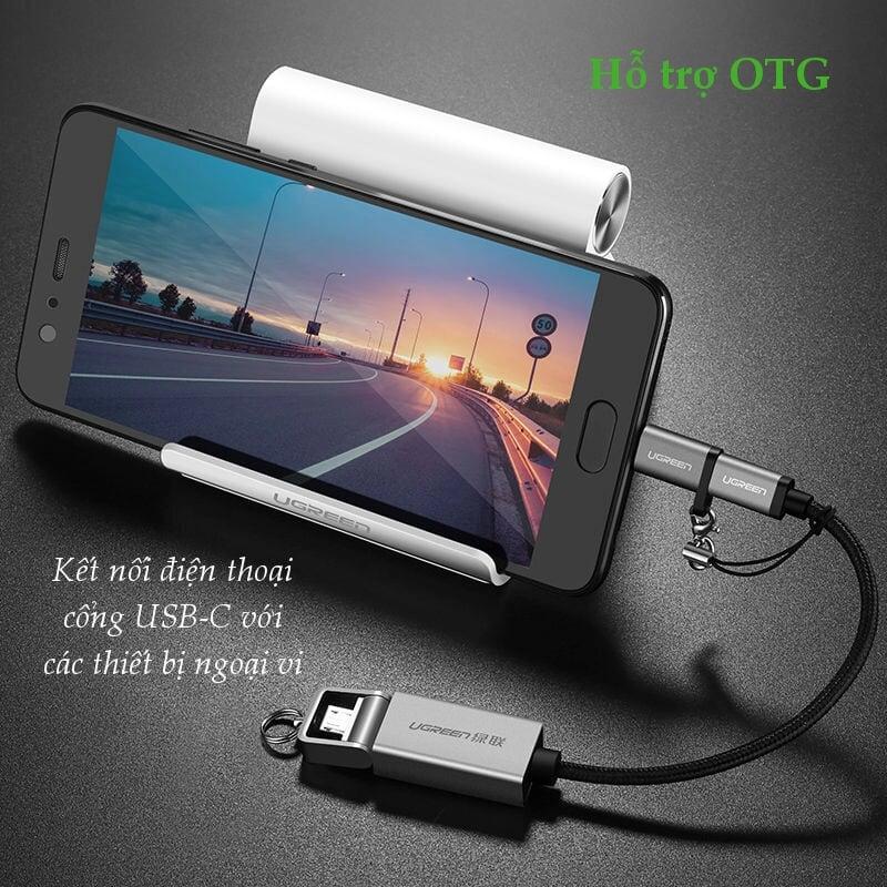 Ugreen UG50551US278TK Màu Đen Đầu chuyển đổi MICRO USB sang TYPE C hỗ trợ OTG - HÀNG CHÍNH HÃNG