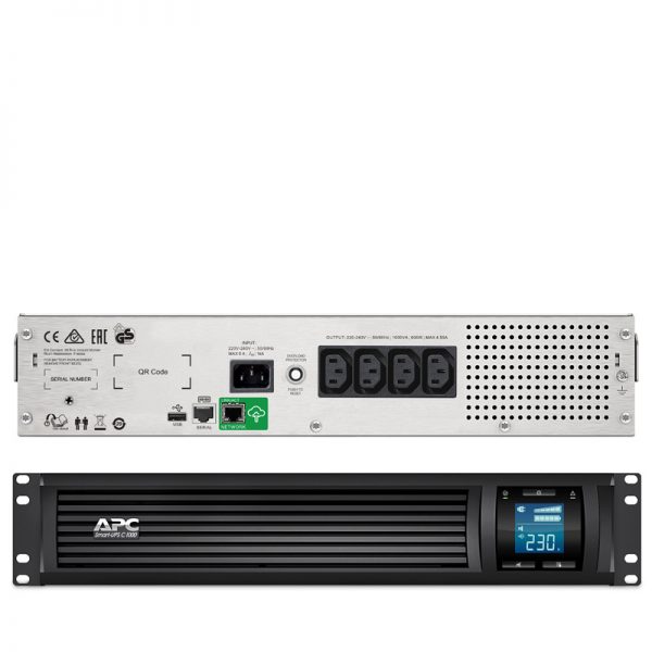 Bộ Lưu Điện: APC Smart-UPS C 1000VA LCD RM 2U 230V with SmartConnect - SMC1000I-2UC - Hàng Chính Hãng