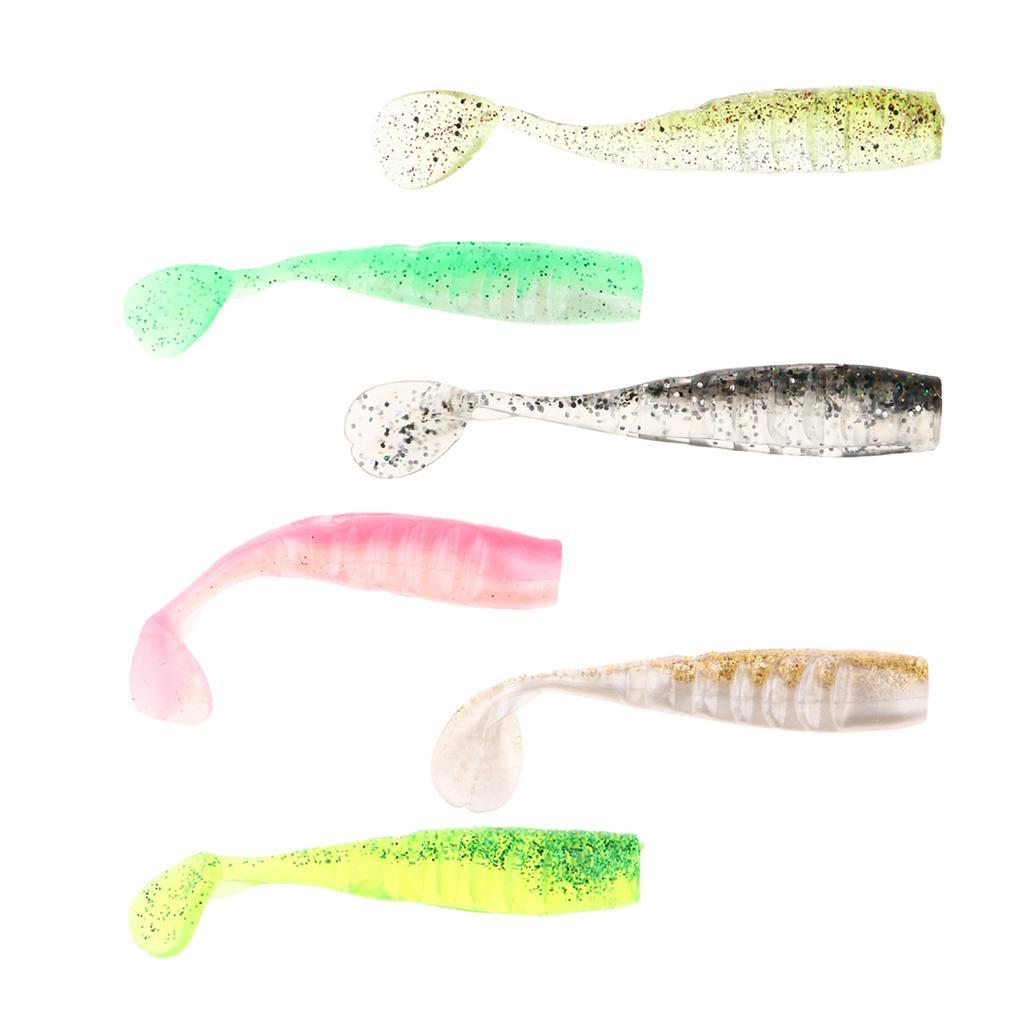 5x Artificial T Tail Crankbait Soft Jig Fish Baits Swimbait Hook Tackle for Saltwater Freshwater Bass Trout Walleye