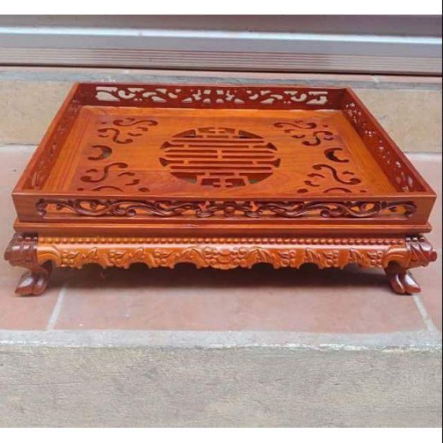 Khay trà chân quỳ gỗ hương cao cấp