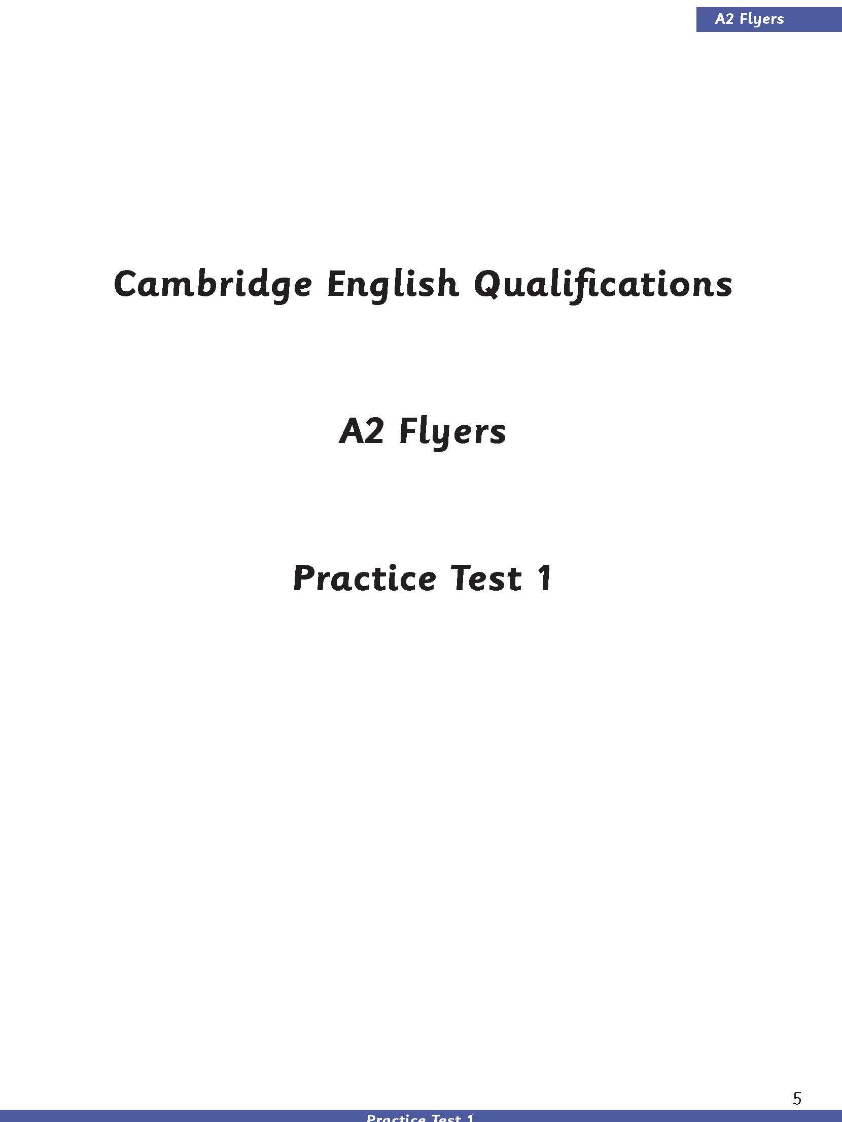 A2 Flyers - Practice Tests 1-5