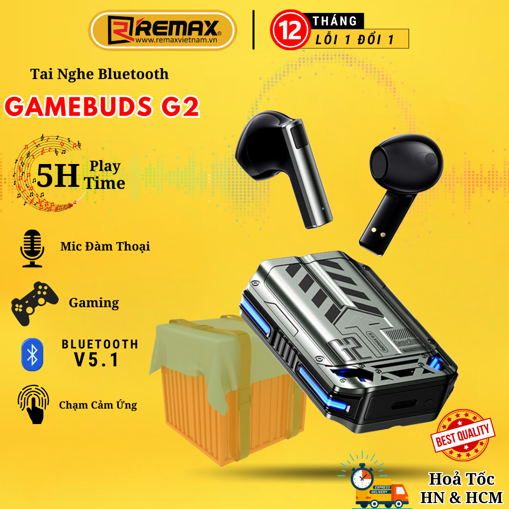 Tai Nghe Gaming Bluetooth True Wireless Remax GameBuds G2 Không Độ Trễ Khi Chơi Game - Hàng Chính Hãng Remax