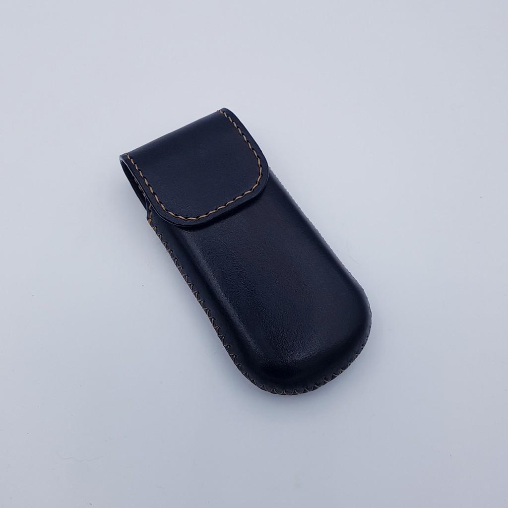 BAO DA HANDMADE ĐEO HÔNG MÀU ĐEN TRƠN DÀNH CHO MÁY NOKIA 6700 - BAO DA BÒ NGUYÊN TẤM CAO CẤP