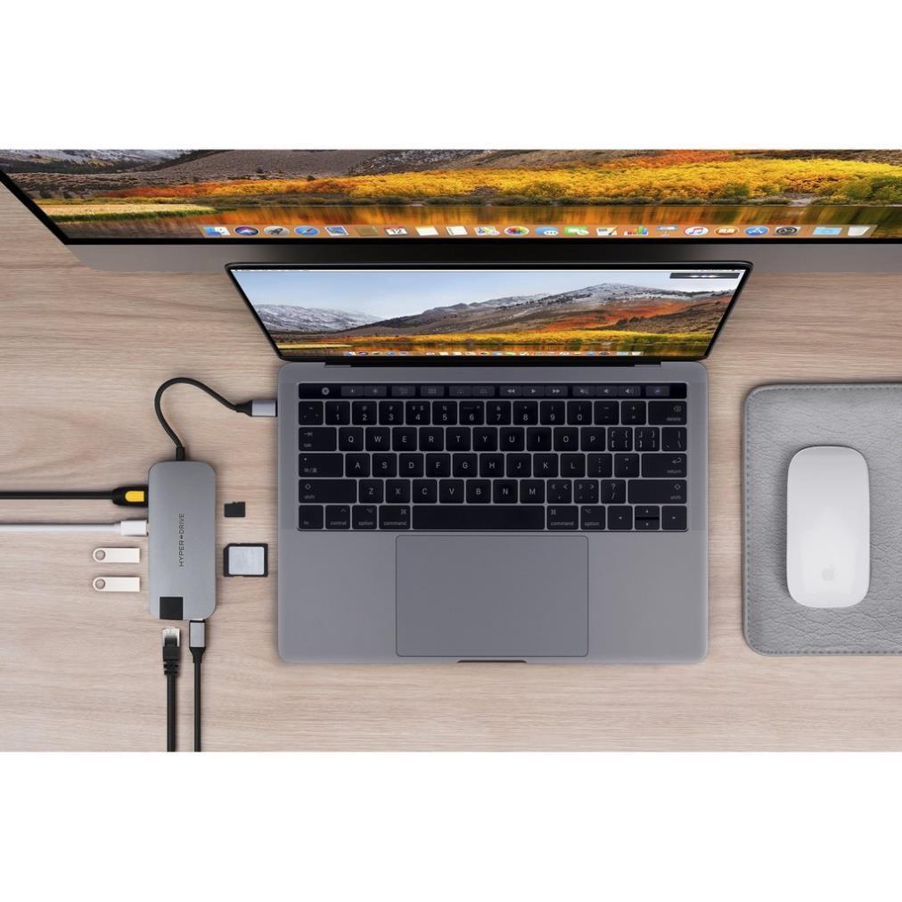 Cổng Chuyển Hyperdrive Slim 8in1 USB-C Hub Cho Macbook,PC,Devices - Hàng Chính Hãng