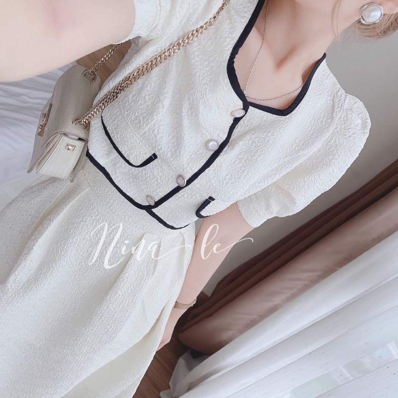 SET ÁO CROPTOP VIỀN XỐP VỚI CHÂN VÁY DÀI