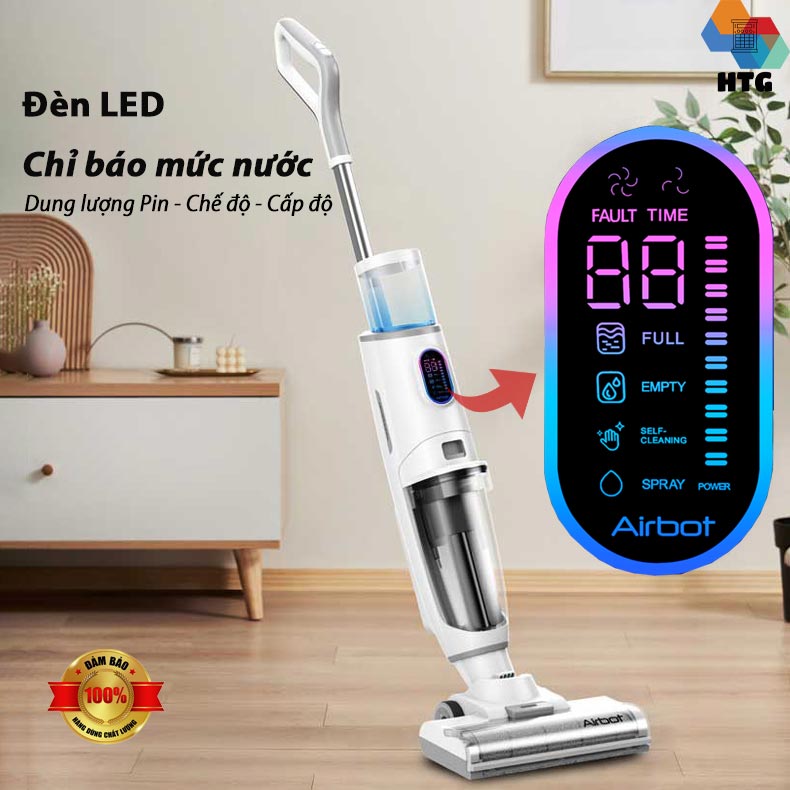 Máy hút bụi lau nhà airbot iClean Pro tích hợp tự động giặt Dẻ, 3 công việc trong 1, hút và lau chuyên sâu, hàng chính hãng