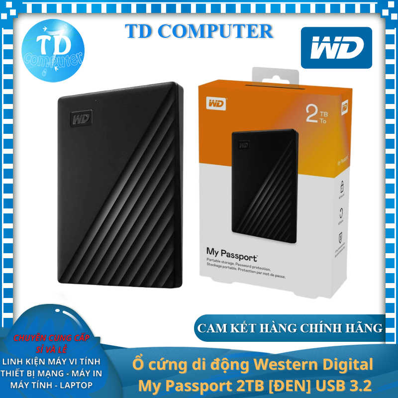 Ổ cứng di động Western Digital My Passport 2TB USB 3.2 - Hàng chính hãng