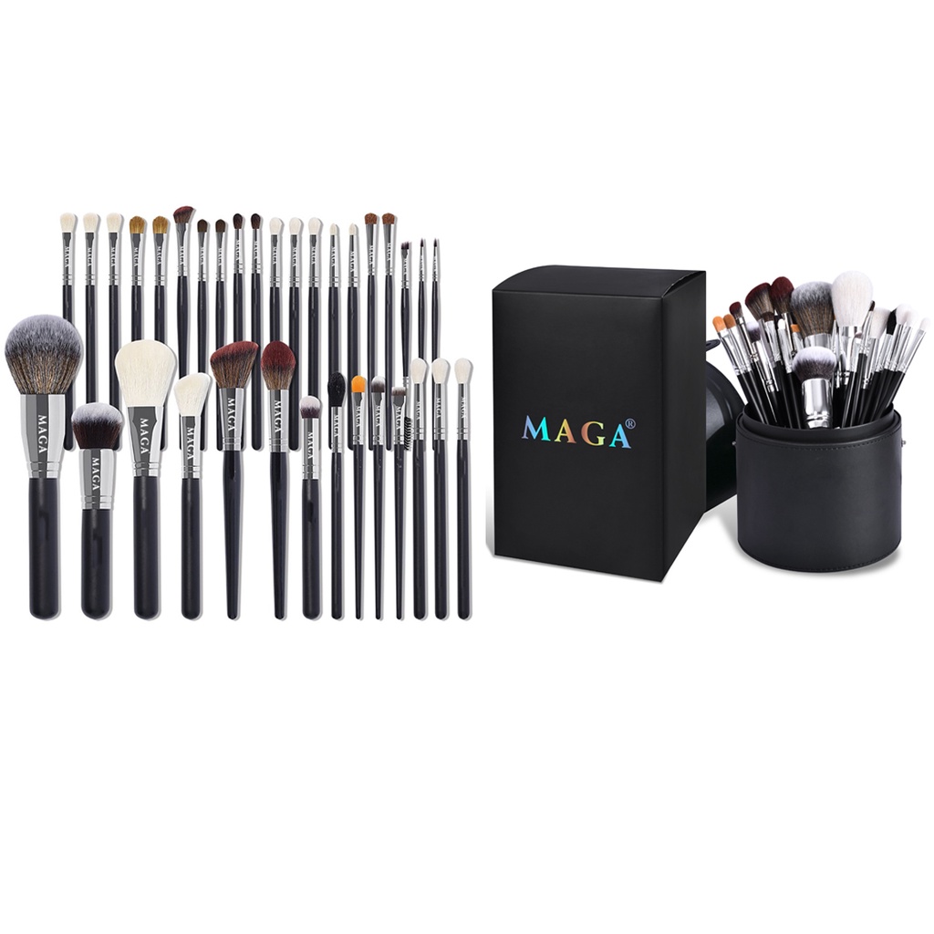 Bộ Cọ Trang Điểm Chuyên Nghiệp 34 Cây MAGA Black Brush Set