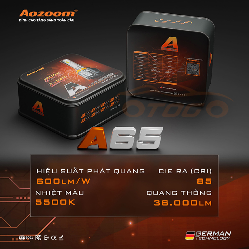 Đèn Led Aozoom A65 Chân H11 Công Suất 65w