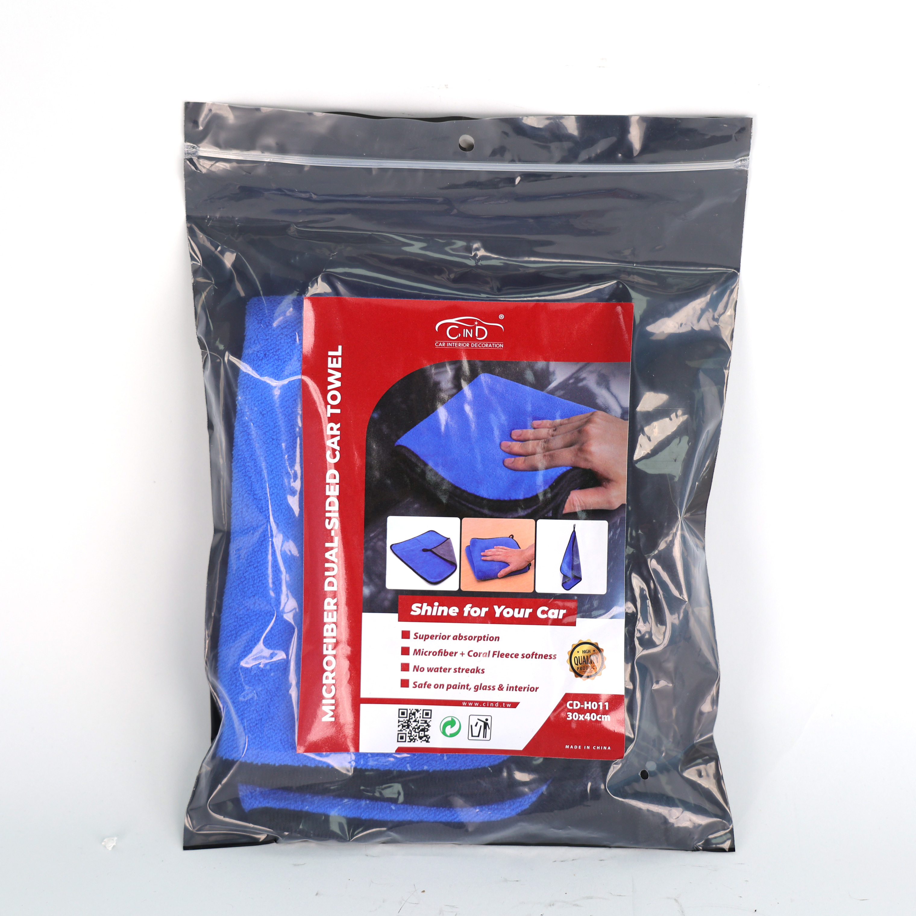 Khăn Microfiber Đa Năng CIND 30x40cm Màu Xanh/Xám