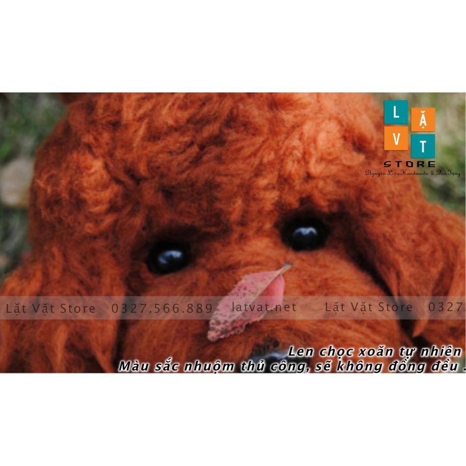 Len chọc xoăn tự nhiên để làm lông thú cún cưng, poodle, cừu, động vật 2 màu, needle felting curly wool