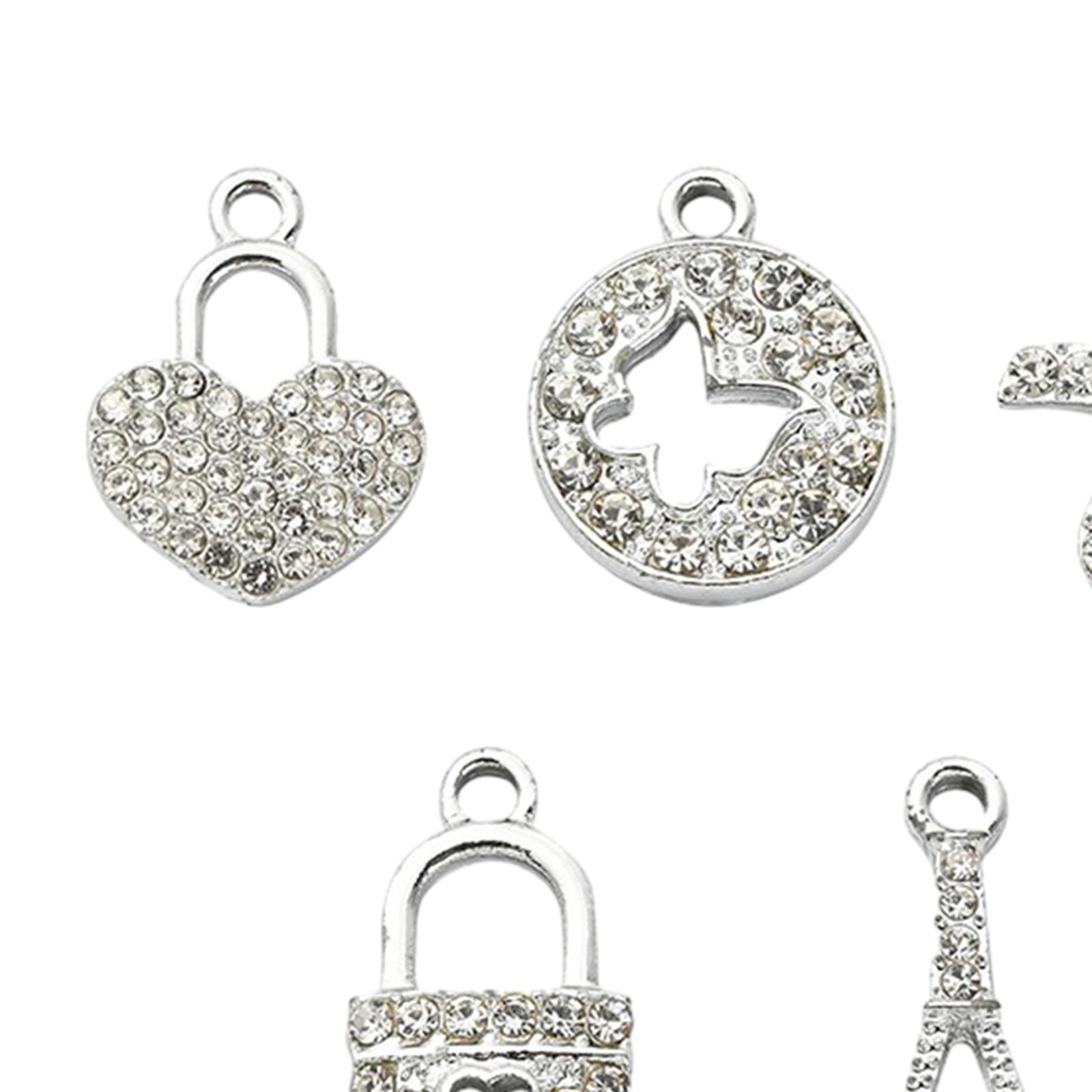 10 Pieces Rhinestone Charms Pendants Alloy for Jewelry Making for DIY Crafts