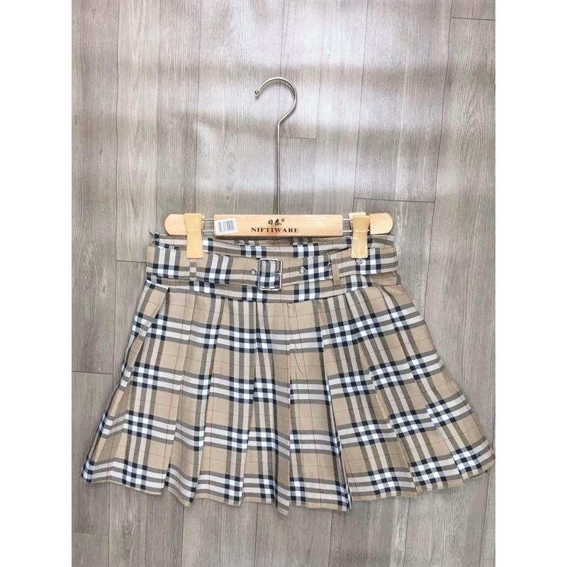 Chân váy kẻ kèm thắt lưng