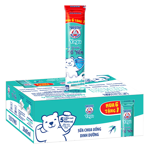 Thùng 32 gói Sữa Chua Uống Tổ Yến Nestlé Yogu Gấu x75ml