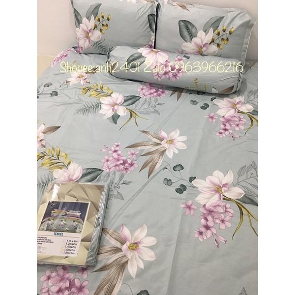 Drap tencel cao cấp chính hãng bộ chăn ga 5 món ÔM DÂY KHOÁ nệm 5-27p