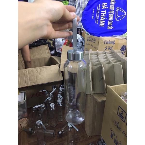 Bình đựng nước thủy tinh 500ml có dây xách tiện dụng