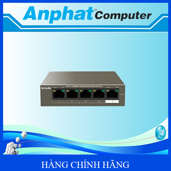 Bộ Chia Mạng Switch 5 - Cổng 10100Mbps Với 4 Cổng Poe Tenda Tef1105P - Hàng Chính Hãng