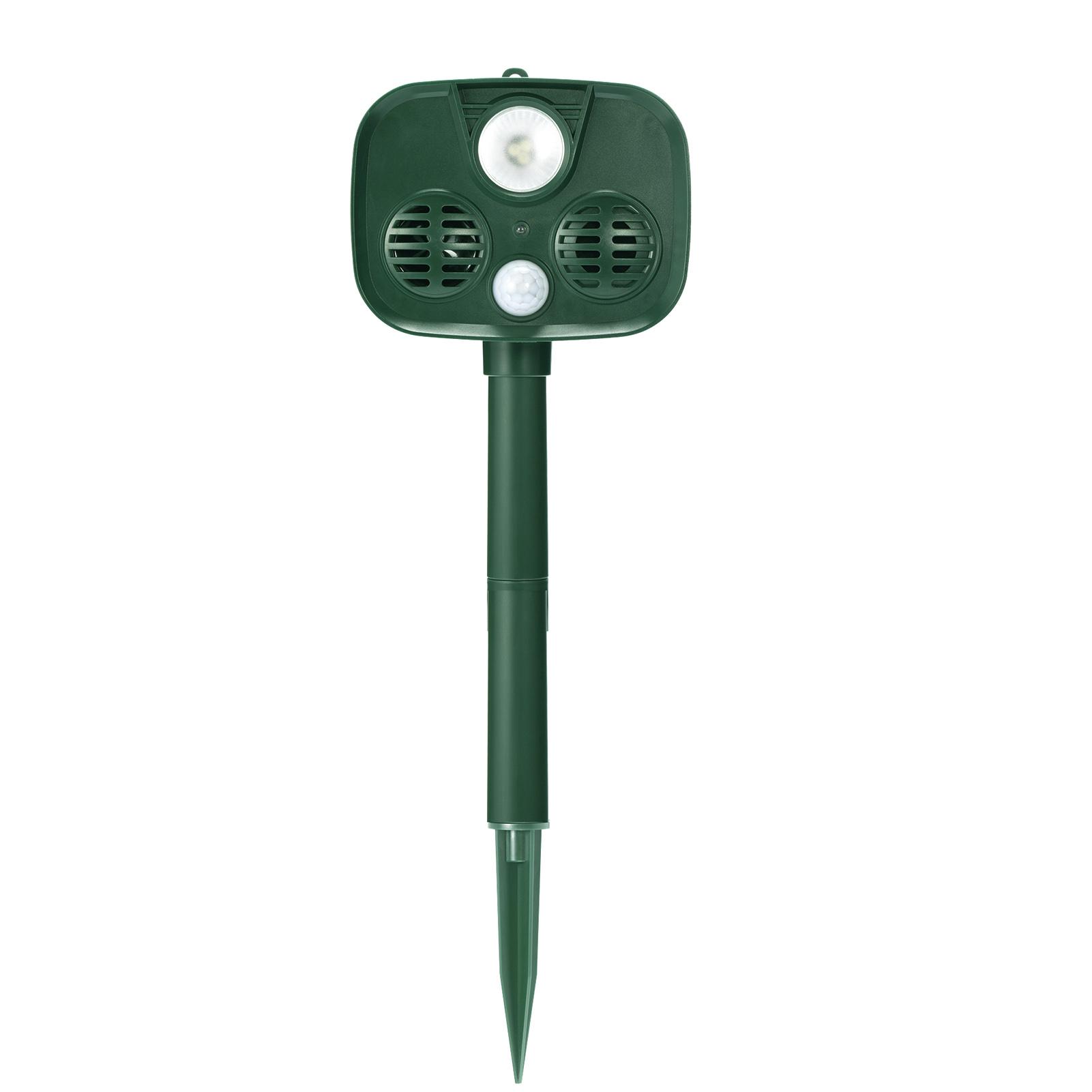 Máy xua đuổi động vật tần số 25-61KHz sử dụng phương pháp vật lý, không độc hại, Sử dụng năng lượng mặt trời, với pin có thể sạc lại