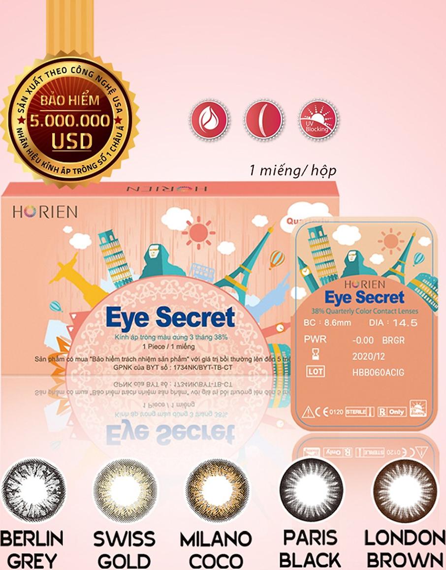 [Một miếng] Kính Áp Tròng Dùng 3 Tháng Eye Secret KM3T - Swiss Gold (3 Độ)