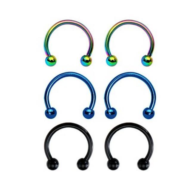 3 Pairs Stainless Steel Circular Ball Septum Nose Rings Jewelry Gift