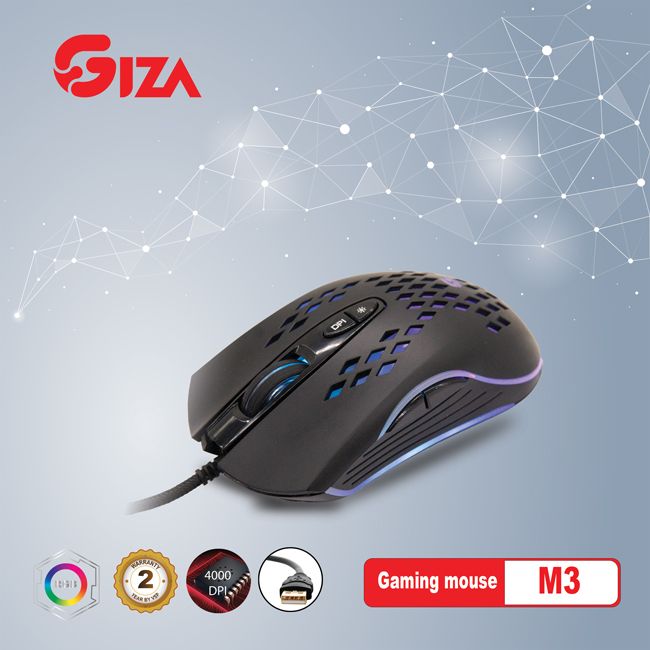 Chuột chuyên game GIZA M3- cổng USB HN Led RGB Gaming 4000 DPI - HÀNG NHẬP KHẨU