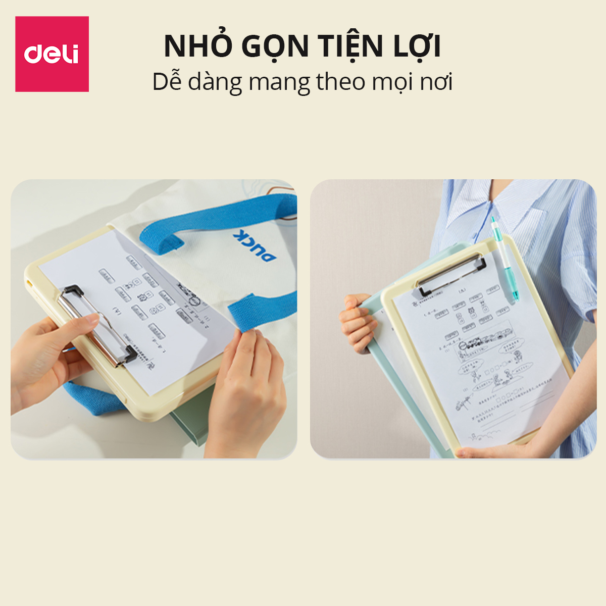 Bìa trình ký nhựa A4 Deli, Bìa kẹp nhựa giấy, tài liệu, kẹp hồ sơ A4 một mặt, màu pastel học sinh văn phòng mở được