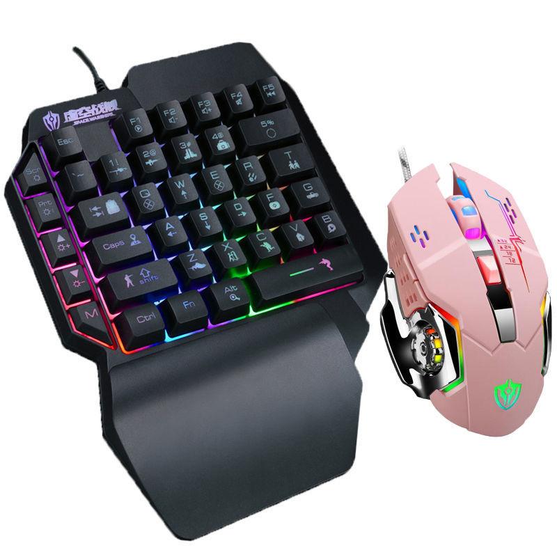 Đảm Bảo Chất Lượng Bàn Phím Cơ Keycap Một Tay Gà Nhân Vật Phát Quang Chuột Macro Độ Nét Bộ CF Ăn Gà Tay Trái bàn Phím Nhỏ Sáng