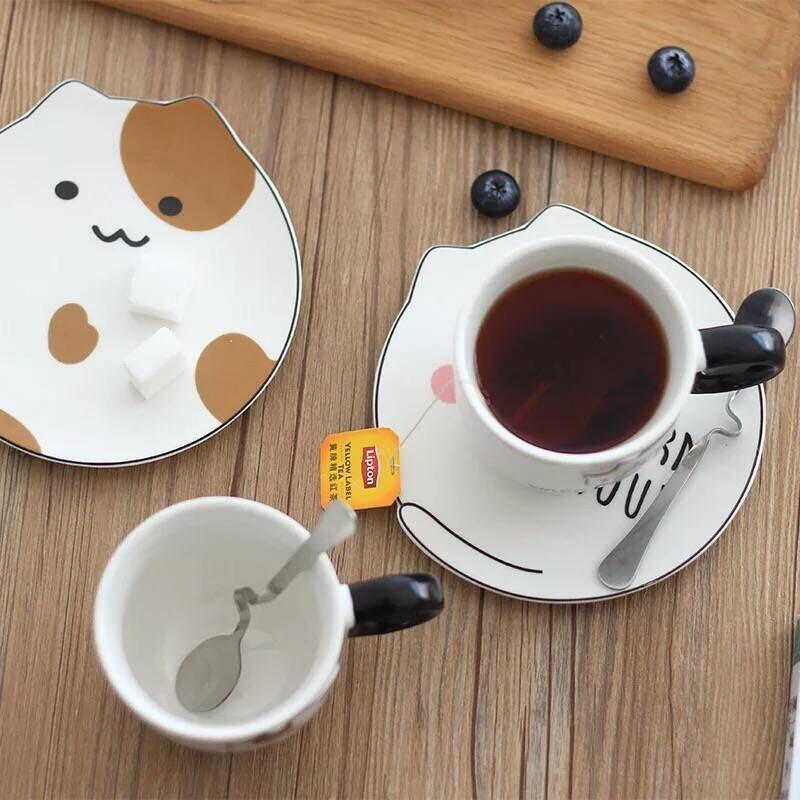 Cốc sứ cao cấp hình mèo, thiết kế dễ thương pha trà, cafe 230ml