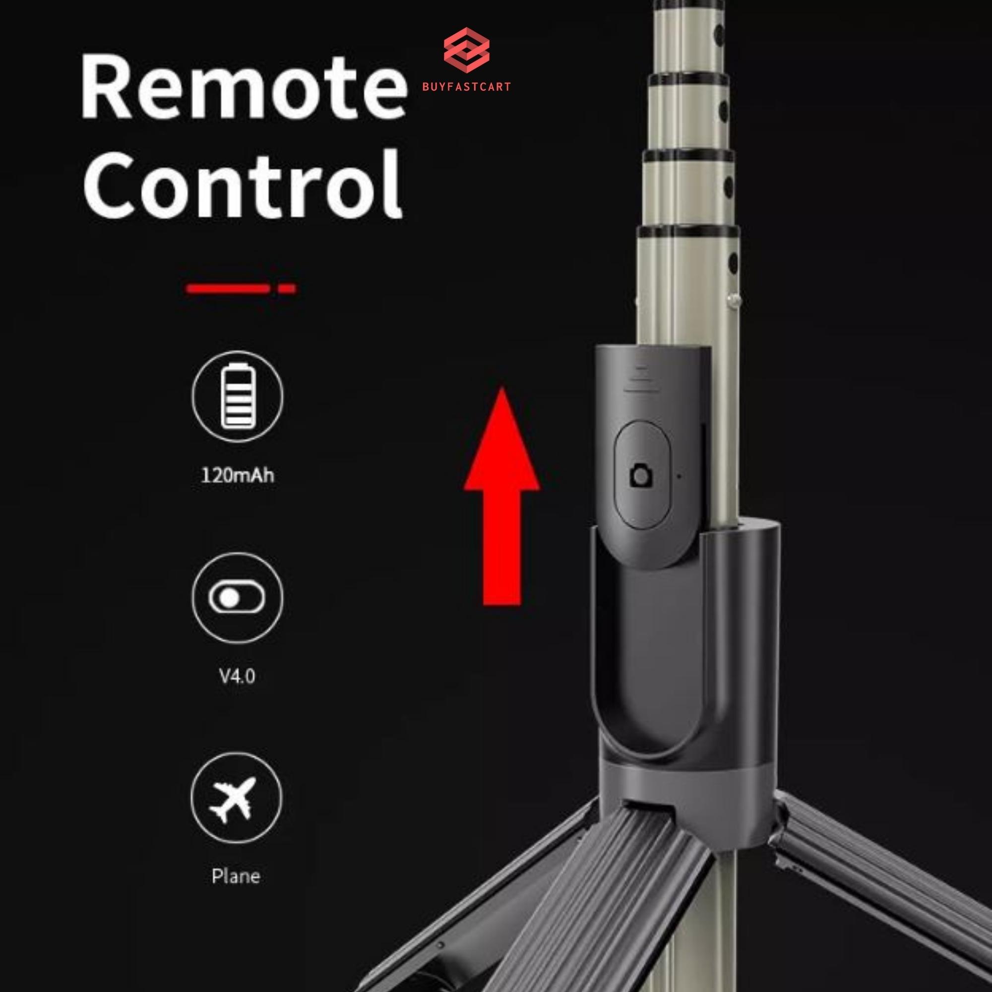 Gậy tự sướng chống rung Buyfastcart L07 kiểu gimbal tripod dùng cho điện thoại, selfie chụp ảnh bằng remote Bluetooth 4.0 không dây có đèn LED 16cm siêu sáng - Hàng chính hãng