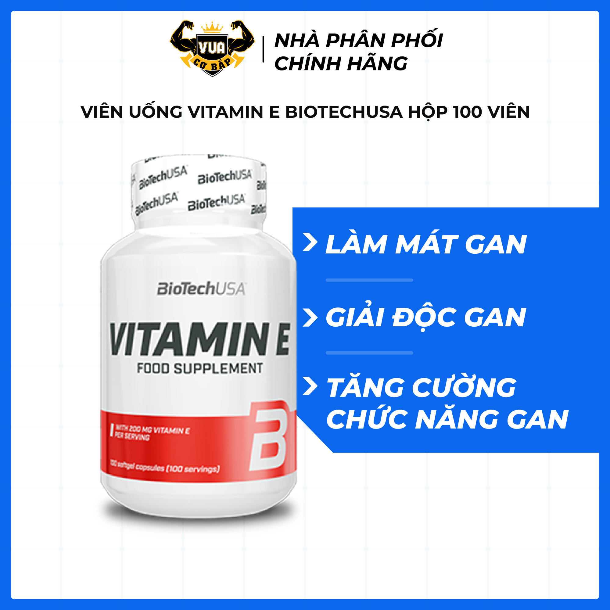 Viên Uống Vitamin E BiotechUSA Hộp 100 Viên