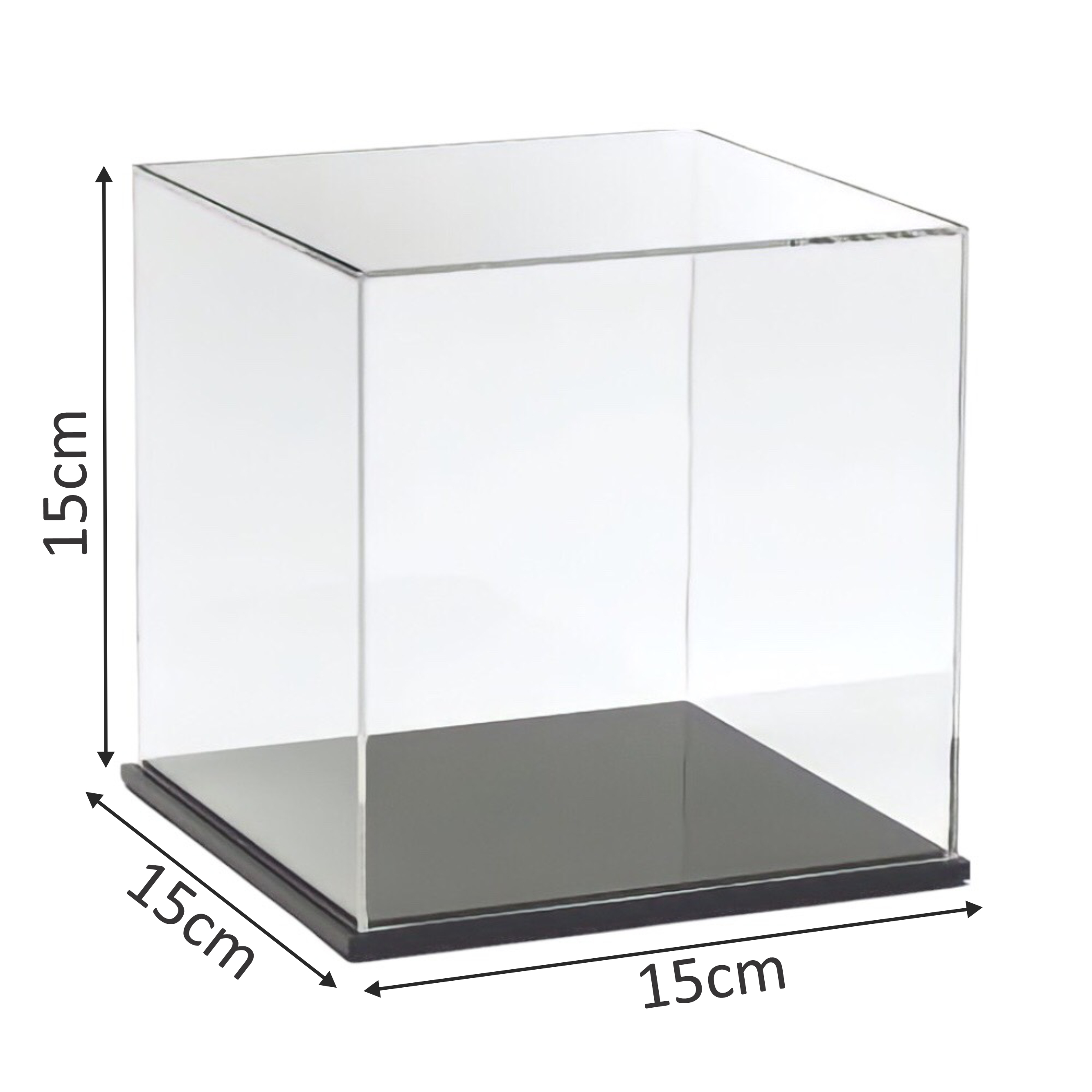 Hộp mica Enter BOX102 15x15x15cm mica dày 2mm, đế đen 5mmx2 vuông