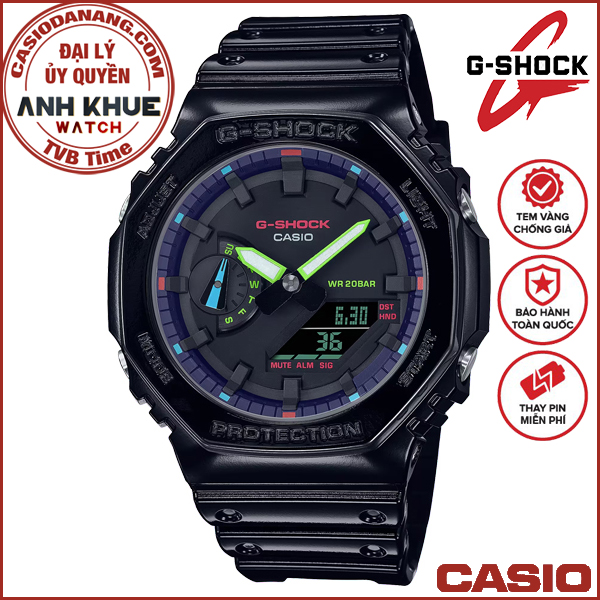 Đồng hồ nam dây nhựa Casio G-Shock chính hãng GA-2100RGB-1ADR (45mm)