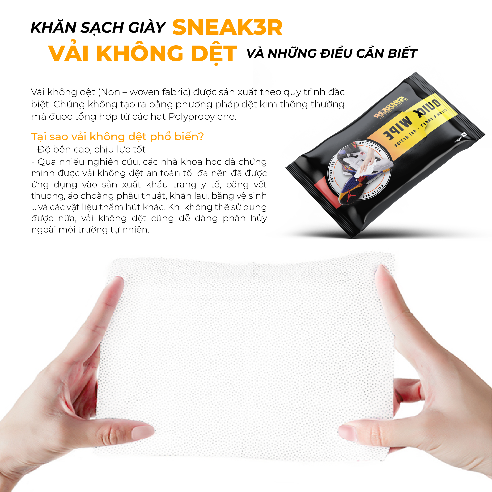 Khăn lau sạch giày nhanh siêu tốc SNEAK3R WIPES gói 12c