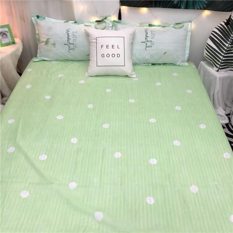 BỘ CHĂN GA GỐI POLY LÁ XANH