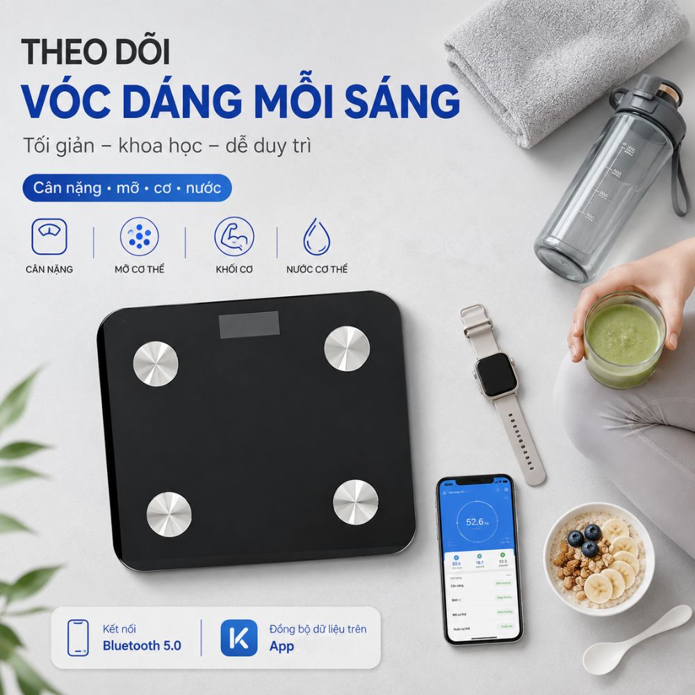 CÂN ĐIỆN TỬ THÔNG MINH KACHI MK447 - hàng chính hãng