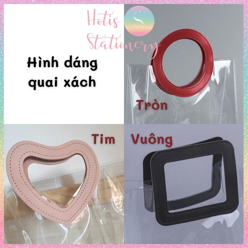 Túi PVC trong suốt loại dày cầm tay đựng quà tặng, mỹ phẩm - Nhiều kích cỡ, màu sắc